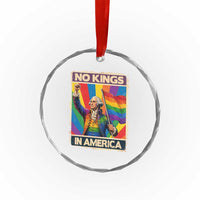 Funny Patriotic LGBT Graphic Crystal Glass Ornament No Kings In America