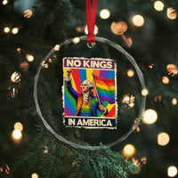 Funny Patriotic LGBT Graphic Crystal Glass Ornament No Kings In America