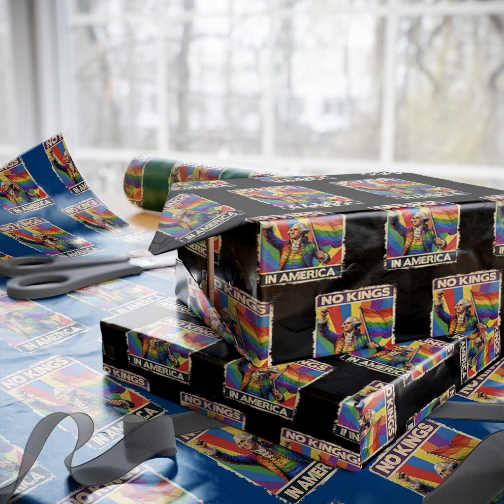 Funny Patriotic LGBT Graphic Wrapping Paper Roll No Kings In America