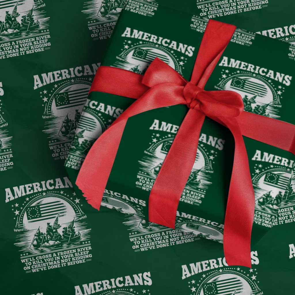Funny Patriotic Military History Wrapping Paper Roll Americans Crossing A Frozen River To Kill You In Your Sleep On Christmas
