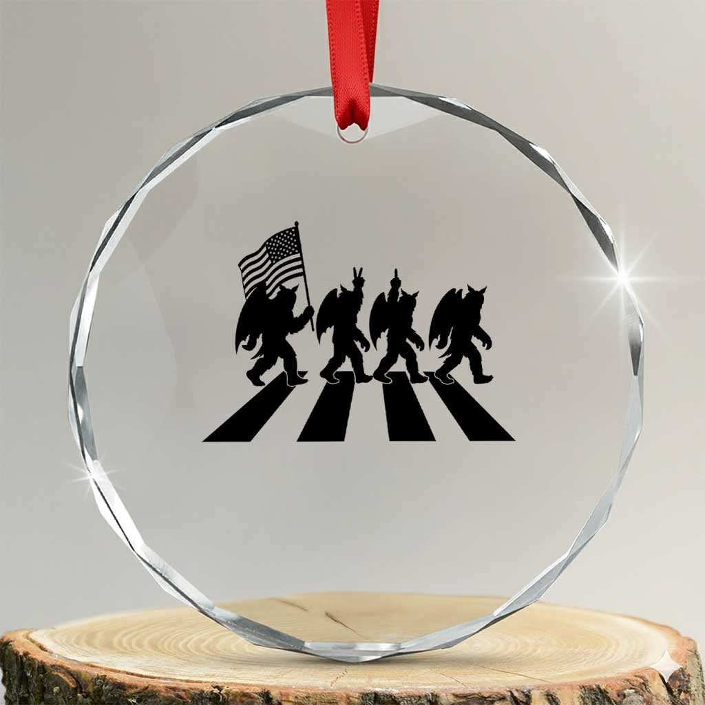 Funny Patriotic Mothman Crystal Glass Ornament Cryptid Lover Gift