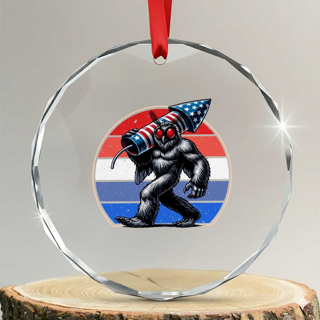 Funny Patriotic Mothman Crystal Glass Ornament West Virginia Cryptid Lover Gift