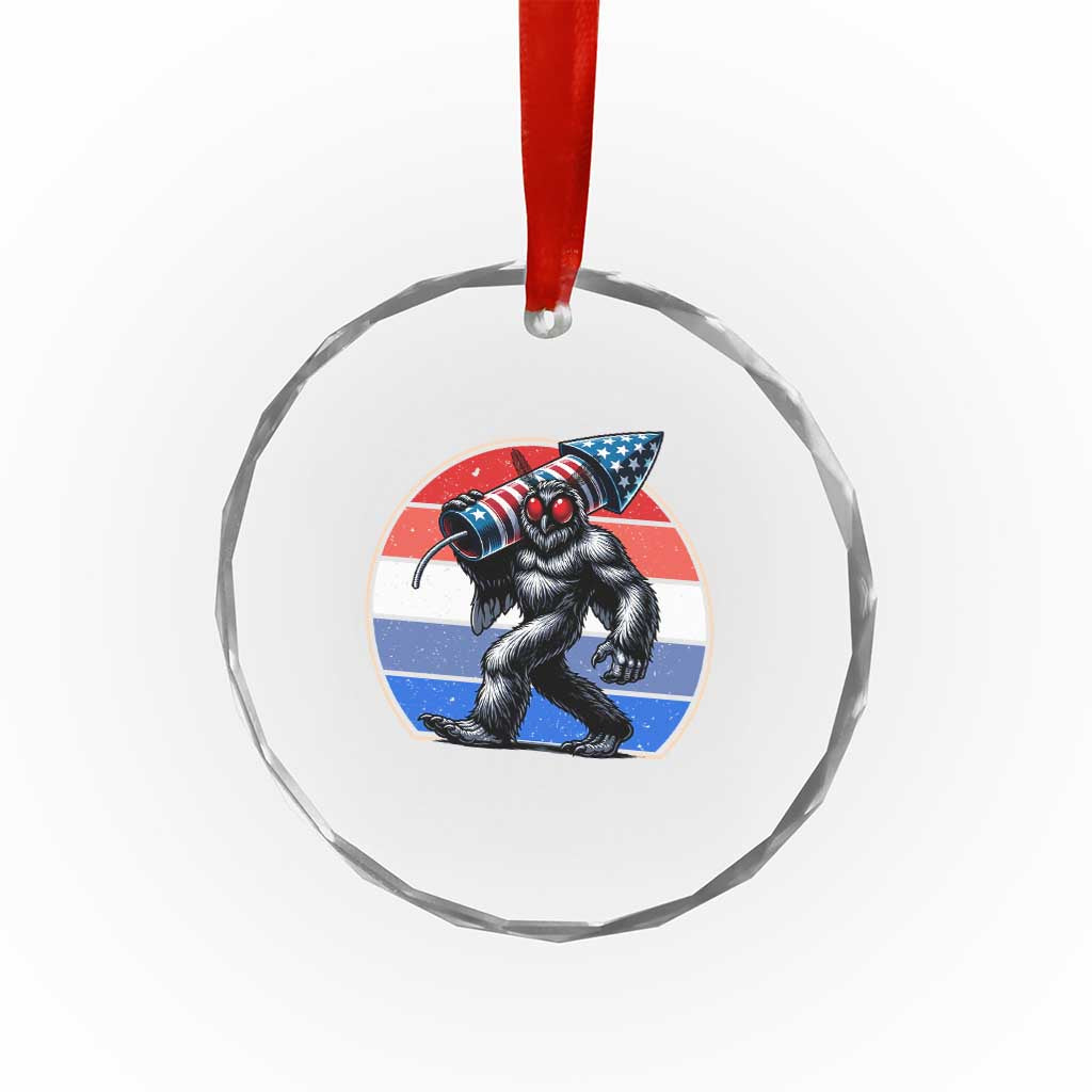 Funny Patriotic Mothman Crystal Glass Ornament West Virginia Cryptid Lover Gift
