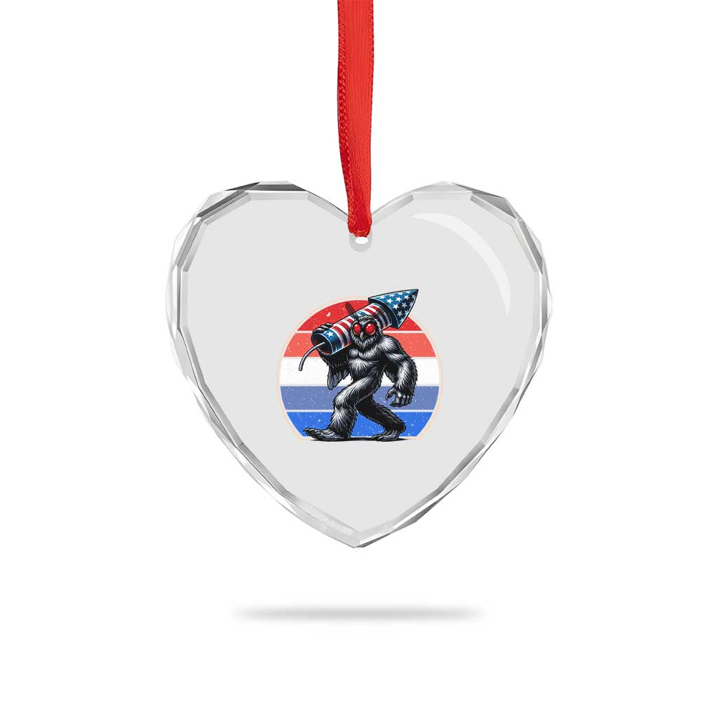 Funny Patriotic Mothman Heart Crystal Glass Ornament West Virginia Cryptid Lover Gift