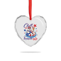Funny Patriotic Persian Cat Heart Crystal Glass Ornament Chill The Fourth Out