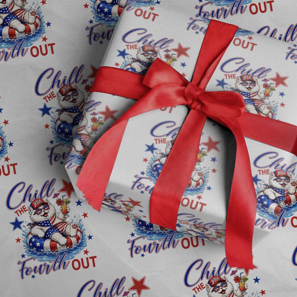 Funny Patriotic Persian Cat Wrapping Paper Roll Chill The Fourth Out