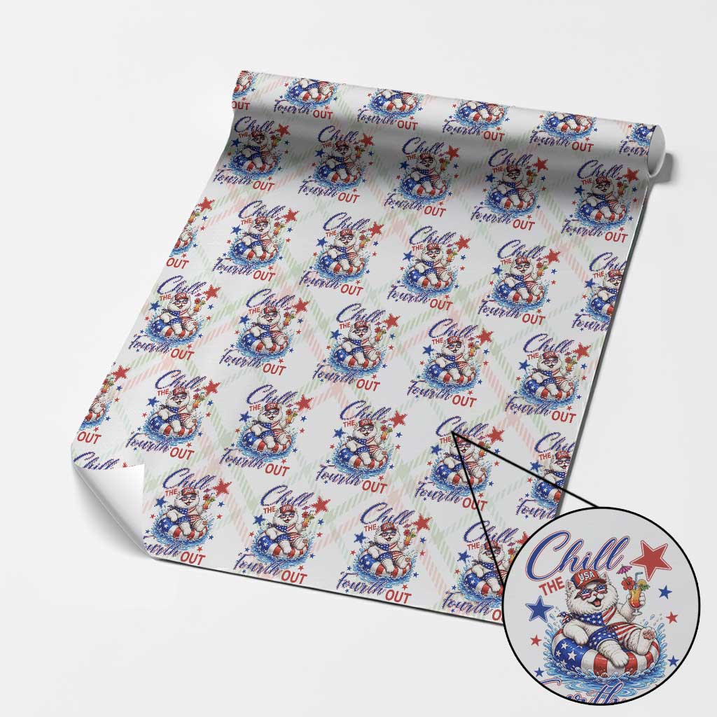 Funny Patriotic Persian Cat Wrapping Paper Roll Chill The Fourth Out