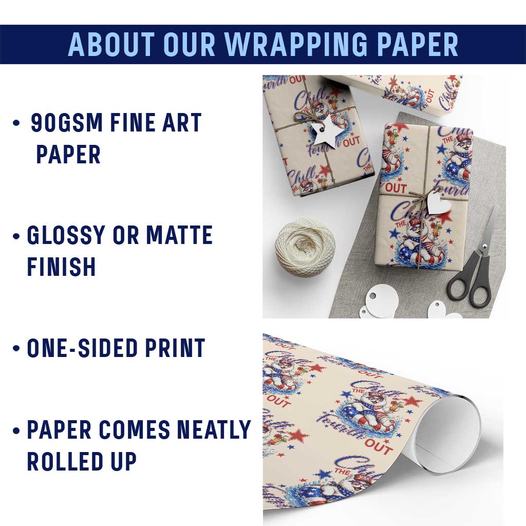 Funny Patriotic Persian Cat Wrapping Paper Roll Chill The Fourth Out