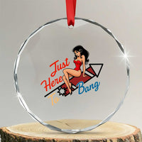 Funny Patriotic Pin Up Girl Firework USA Gift Crystal Glass Ornament Just Here To Bang