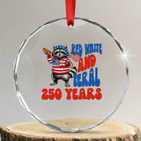 Funny Patriotic Raccoon Crystal Glass Ornament Red White And Feral 250 Years