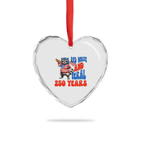 Funny Patriotic Raccoon Heart Crystal Glass Ornament Red White And Feral 250 Years