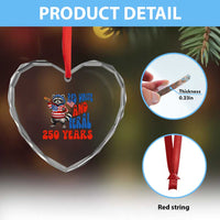 Funny Patriotic Raccoon Heart Crystal Glass Ornament Red White And Feral 250 Years