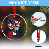 Funny Patriotic Sexy Bigfoot Crystal Glass Ornament Merica USA 250th Anniversary