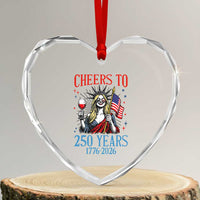 Funny Patriotic Statue Of Liberty Heart Crystal Glass Ornament Cheers To 250 Years