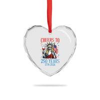 Funny Patriotic Statue Of Liberty Heart Crystal Glass Ornament Cheers To 250 Years