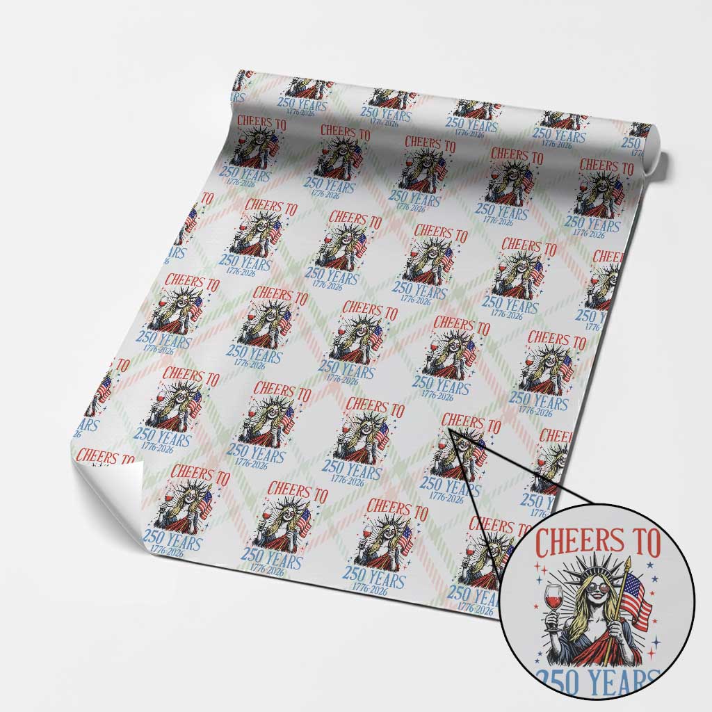 Funny Patriotic Statue Of Liberty Wrapping Paper Roll Cheers To 250 Years