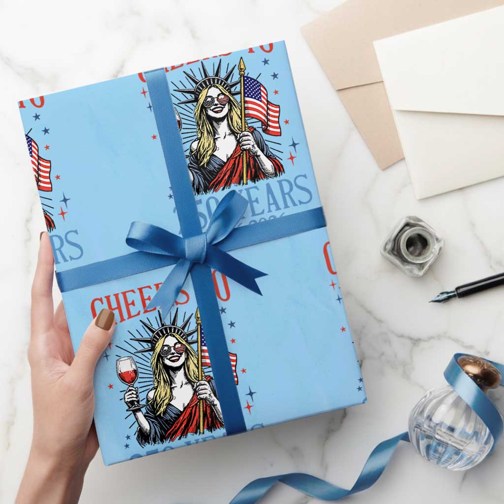 Funny Patriotic Statue Of Liberty Wrapping Paper Roll Cheers To 250 Years