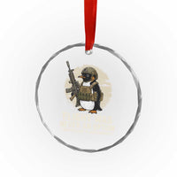 Funny Penguin Flight Was Never An Option Crystal Glass Ornament Tactical Penguin Gun Lover