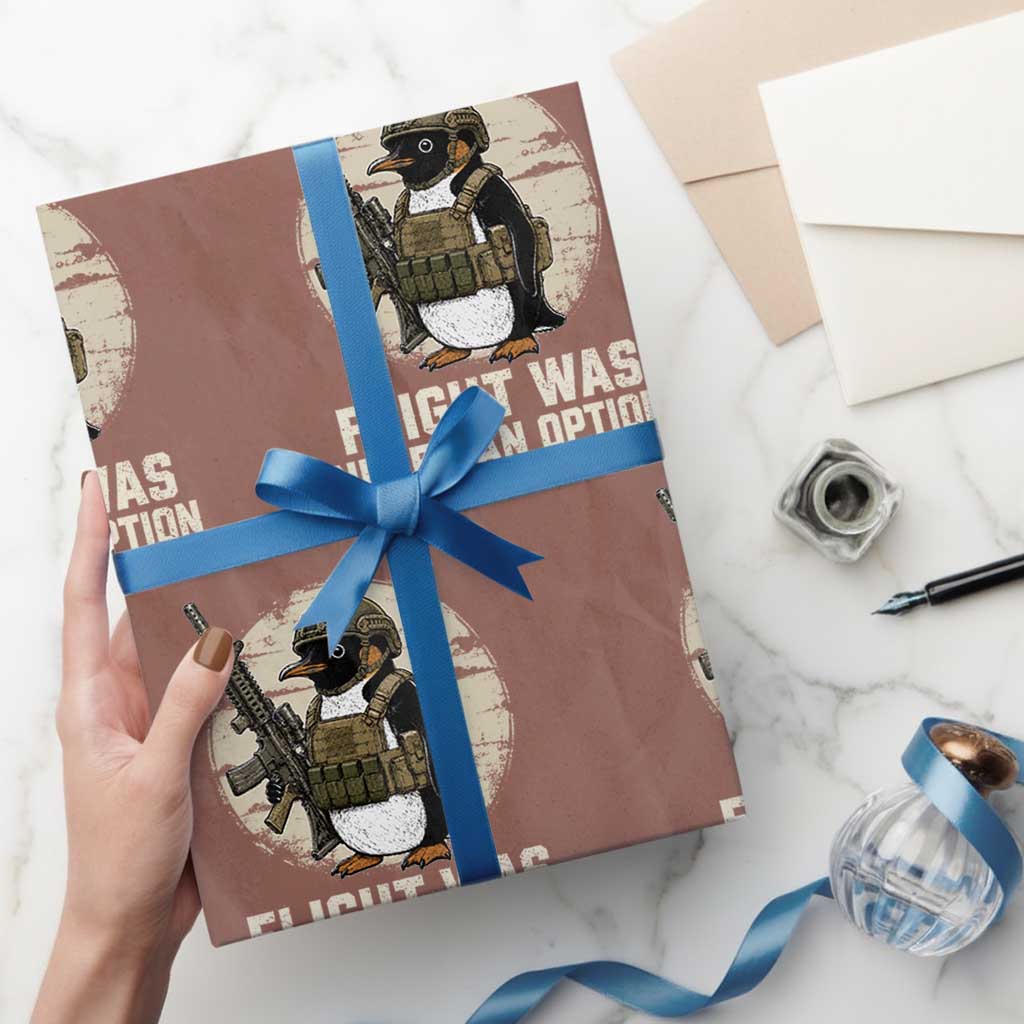 Funny Penguin Flight Was Never An Option Wrapping Paper Roll Tactical Penguin Gun Lover