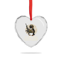 Funny Penguin Flight Was Never An Option Heart Crystal Glass Ornament Tactical Penguin Gun Lover