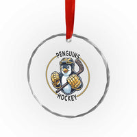 Funny Penguin Hockey Player Crystal Glass Ornament Gift For Animal Lovers - Wonder Print Shop