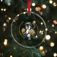 Funny Penguin Hockey Player Crystal Glass Ornament Gift For Animal Lovers - Wonder Print Shop