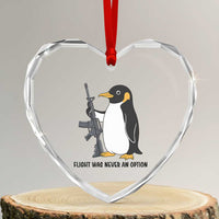 Funny Penguin Lover Gift Heart Crystal Glass Ornament Flight Was Never An Option