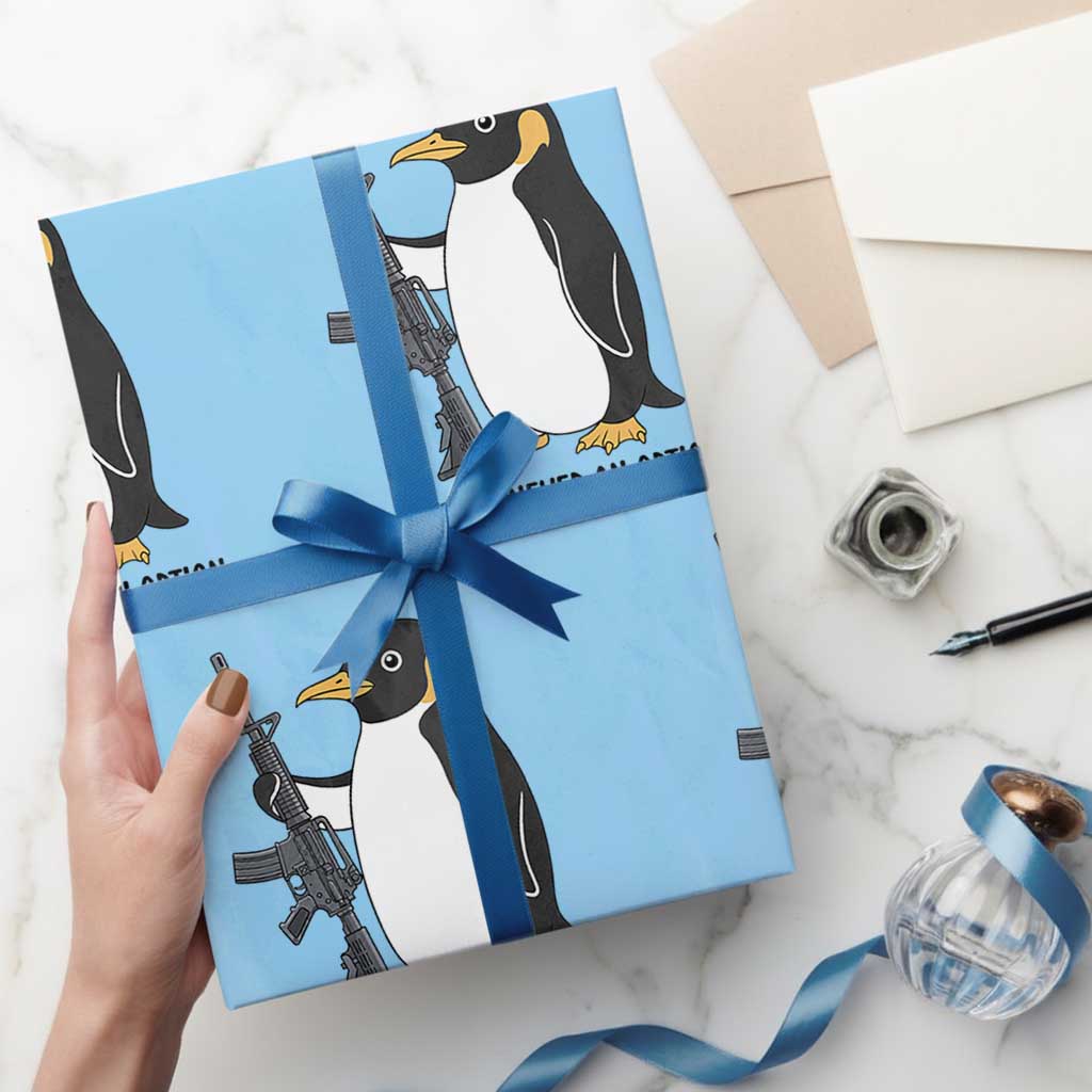 Funny Penguin Lover Gift Wrapping Paper Roll Flight Was Never An Option