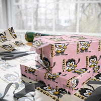 Funny Penguin Playing Ice Hockey Wrapping Paper Roll Gift For Kids - Wonder Print Shop