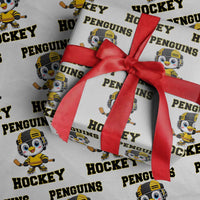 Funny Penguin Playing Ice Hockey Wrapping Paper Roll Winter Sports Gift - Wonder Print Shop