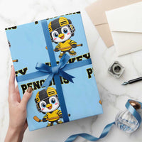 Funny Penguin Playing Ice Hockey Wrapping Paper Roll Winter Sports Gift - Wonder Print Shop