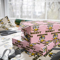 Funny Penguin Playing Ice Hockey Wrapping Paper Roll Winter Sports Gift - Wonder Print Shop