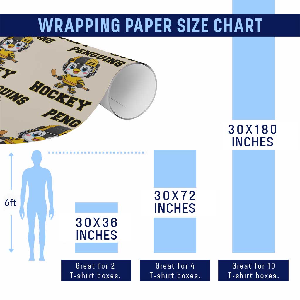 Funny Penguin Playing Ice Hockey Wrapping Paper Roll Winter Sports Gift - Wonder Print Shop