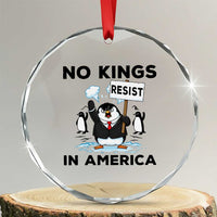 Funny Penguin Protest Crystal Glass Ornament No Kings In America