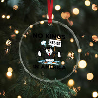 Funny Penguin Protest Crystal Glass Ornament No Kings In America