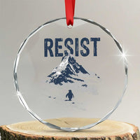 Funny Penguin Protest Crystal Glass Ornament Resist Penguin Mountain Hiking Meme
