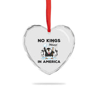Funny Penguin Protest Heart Crystal Glass Ornament No Kings In America