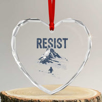 Funny Penguin Protest Heart Crystal Glass Ornament Resist Penguin Mountain Hiking Meme