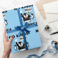 Funny Penguin Protest Wrapping Paper Roll No Kings In America