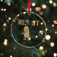 Funny Penguin Resist Crystal Glass Ornament Against Tariffs Activism Vintage - Wonder Print Shop