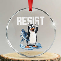 Funny Penguin Resist Crystal Glass Ornament Against Tariffs Protest - Wonder Print Shop