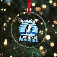 Funny Penguin Resist Crystal Glass Ornament Flippers Up I Stand With The Penguins - Wonder Print Shop