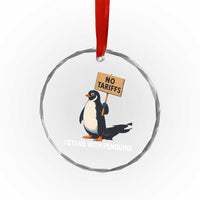 Funny Penguin Resist Crystal Glass Ornament No Tariffs I Stand With Penguins - Wonder Print Shop