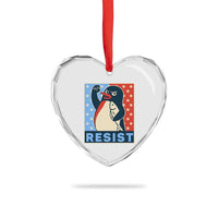 Funny Penguin Resist Graphic Heart Crystal Glass Ornament Resist Protest Against Tariffs - Wonder Print Shop