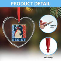 Funny Penguin Resist Graphic Heart Crystal Glass Ornament Resist Protest Against Tariffs - Wonder Print Shop