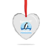 Funny Penguin Resist Heart Crystal Glass Ornament Flippers Up I Stand With The Penguins - Wonder Print Shop