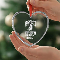 Funny Penguin Resist Heart Crystal Glass Ornament Frozen Defiant Tired FDT Activism - Wonder Print Shop
