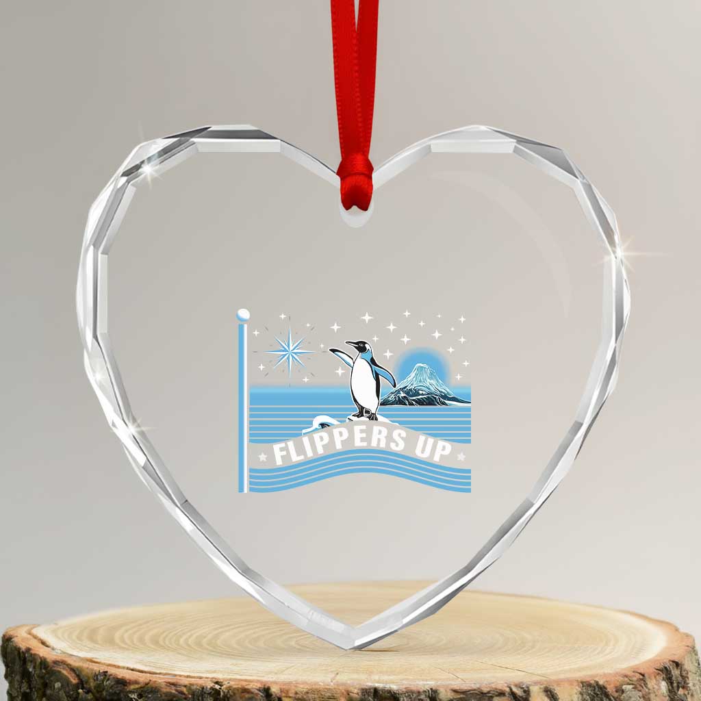 Funny Penguin Resist Heart Crystal Glass Ornament Heard Island Flippers Up I Stand With Penguins - Wonder Print Shop