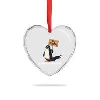 Funny Penguin Resist Heart Crystal Glass Ornament No Tariffs I Stand With Penguins - Wonder Print Shop