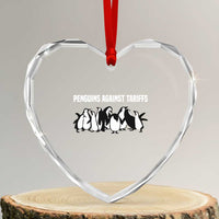Funny Penguin Resist Heart Crystal Glass Ornament Penguins Against Tariffs Sarcastic Saying Meme - Wonder Print Shop